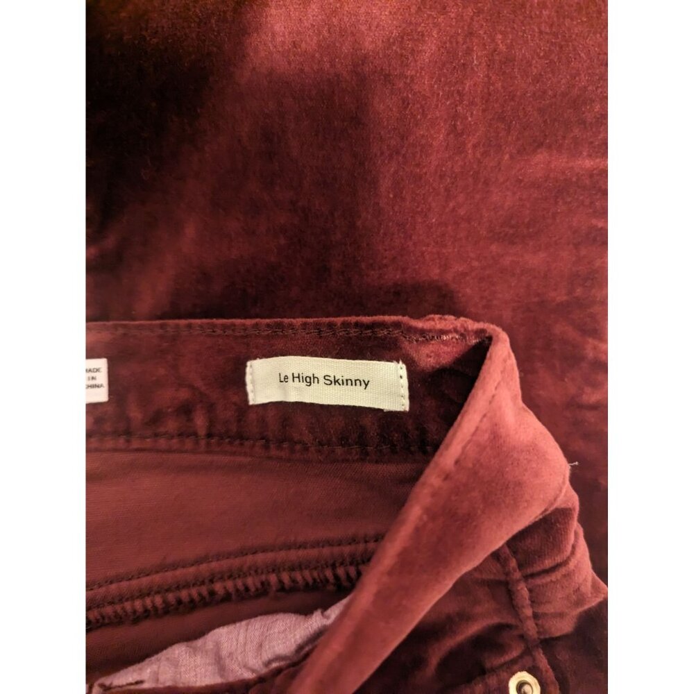 New Frame Skinny Velvet Burgundy Pants Size 23 - Picture 3 of 5